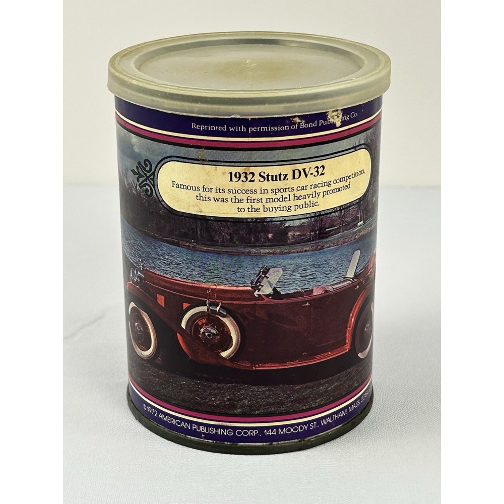 Vintage Zayre Classic Motor Cars Jigsaw Puzzle Tin 1972 Stutz DV-32 Retro